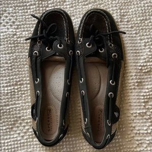 sperry black slide ins